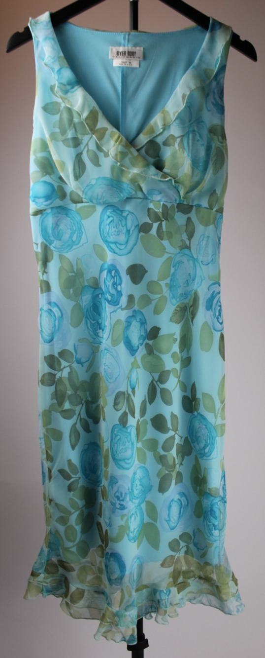 Vintage Byer Too! CA NOS Dress – Size 13, Moody Blue Chiffon, Made in USA